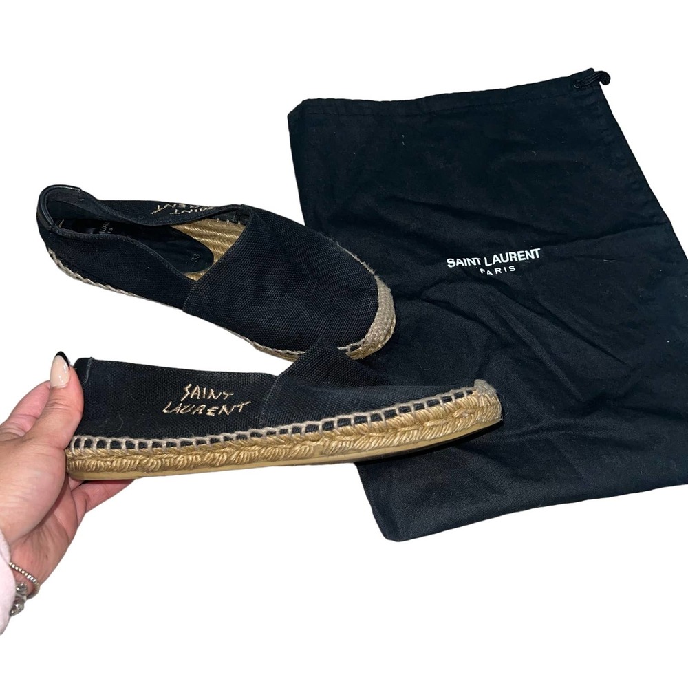 Saint Laurent Canvas Espadrille Black Flats EU 36